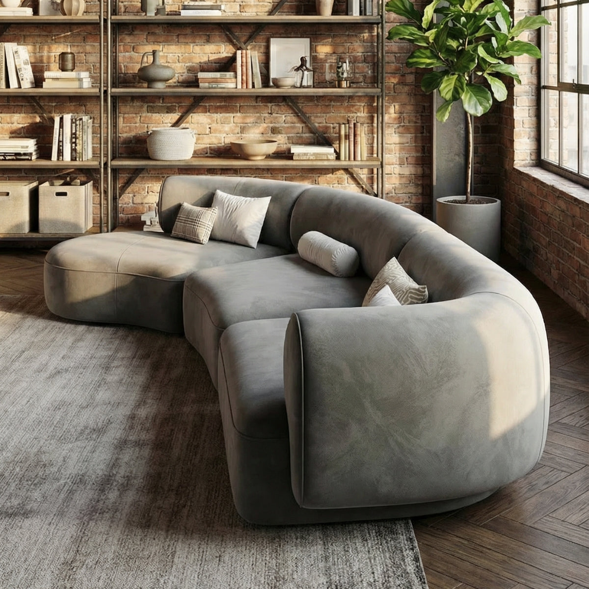 The Marlowe Curved Modular Sofa in Cotswold Stone