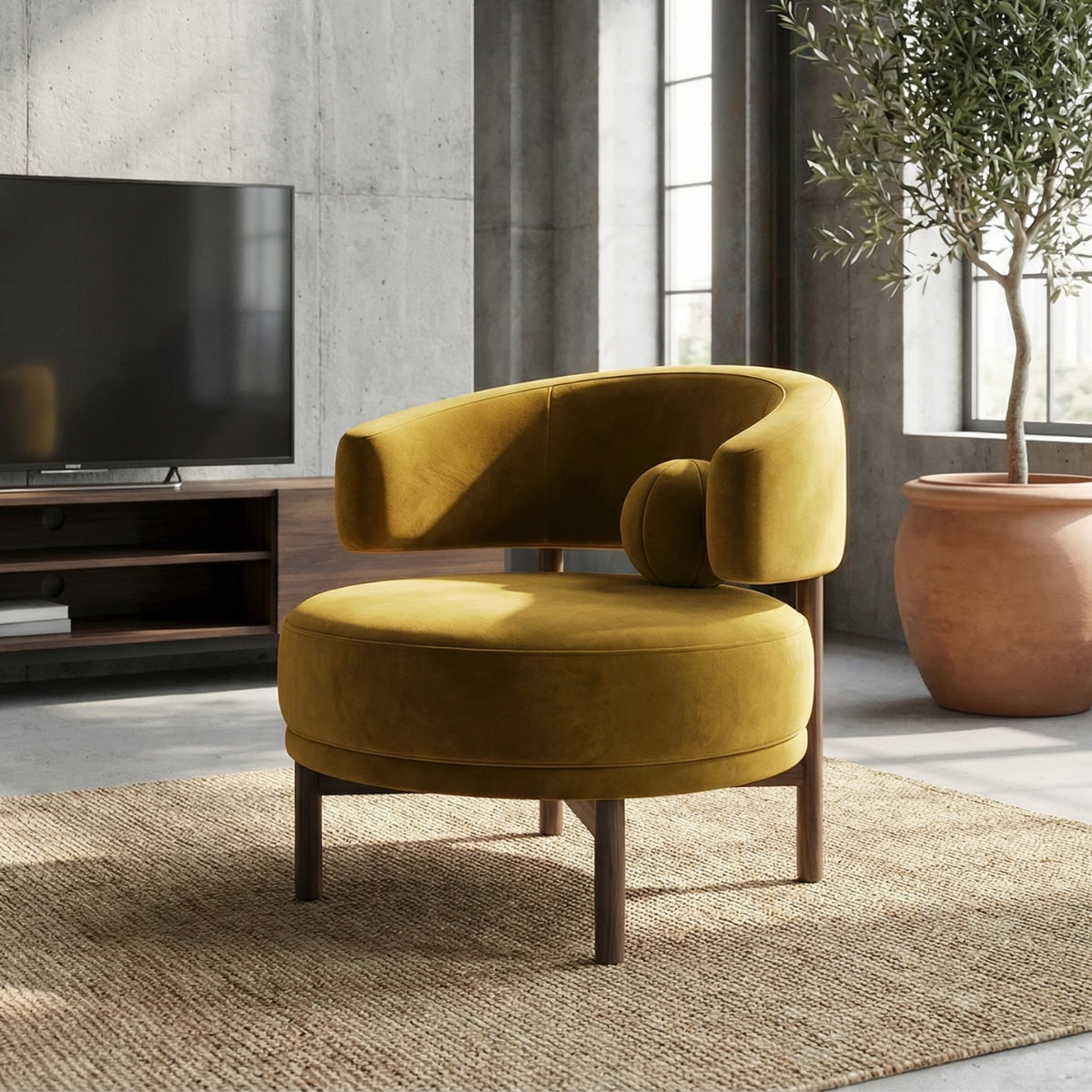 The Palais Armchair in Amber Velvet