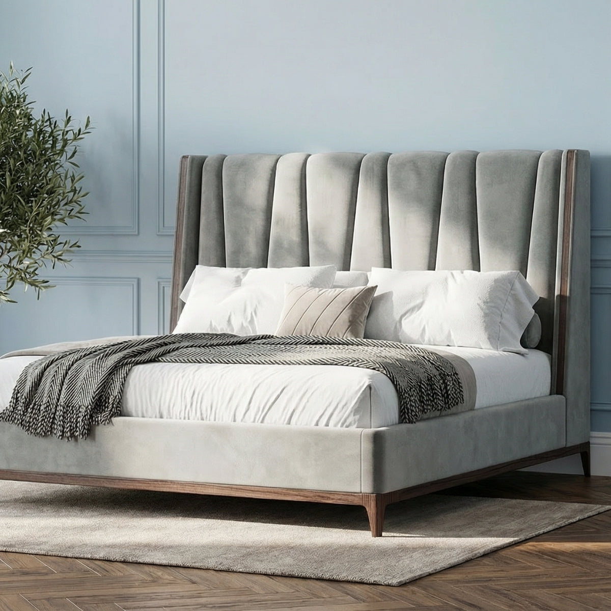 Beaumont Bed in Hampshire Grey Velvet