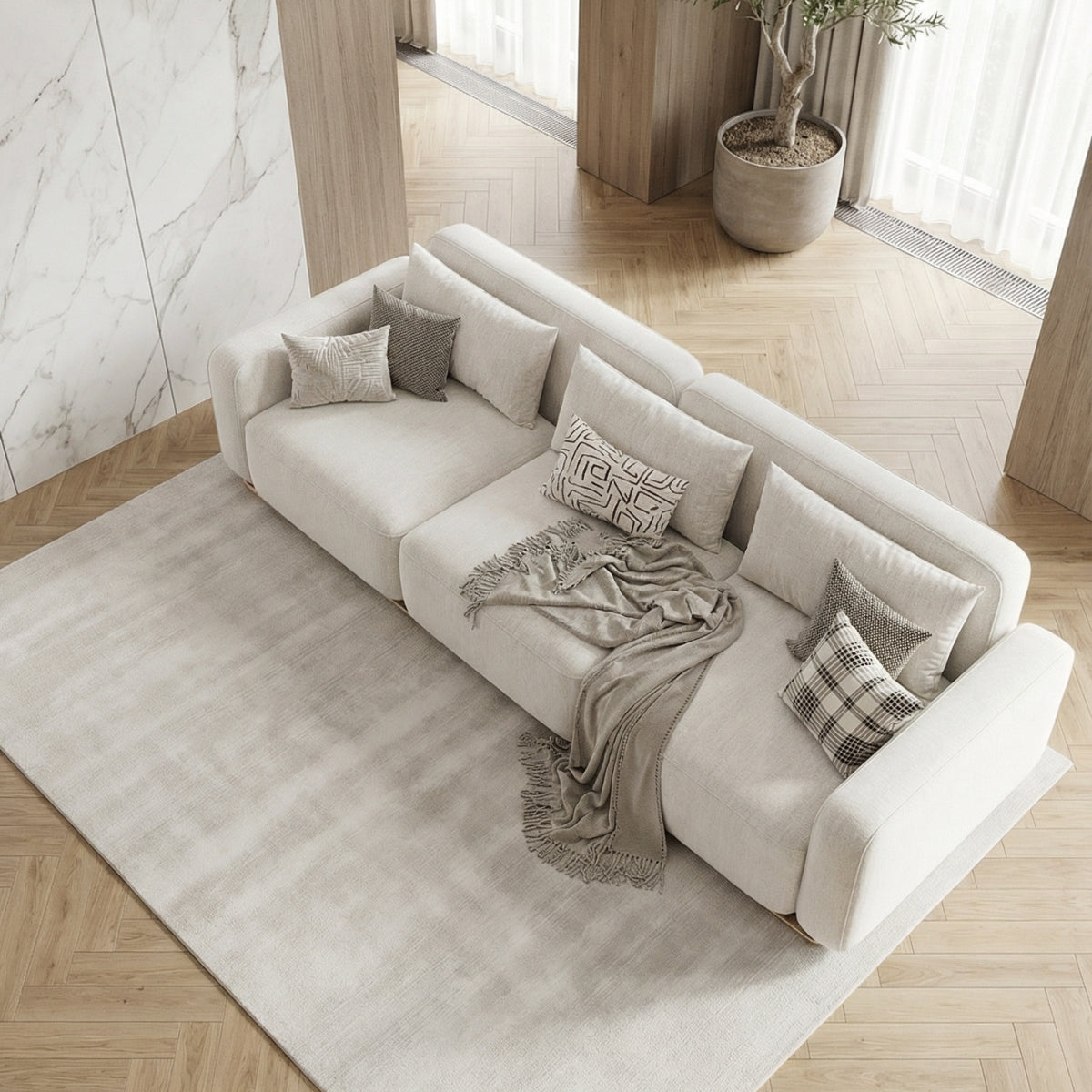 Somerset Three Seater Sofa in Alabaster