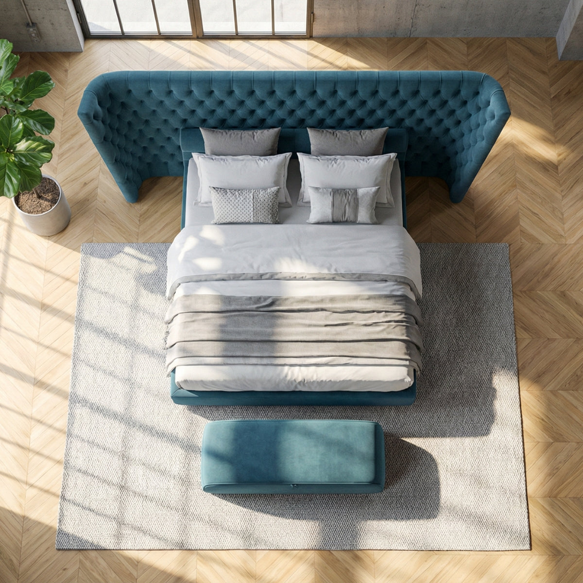 Vittoria Tufted Bed in Azure