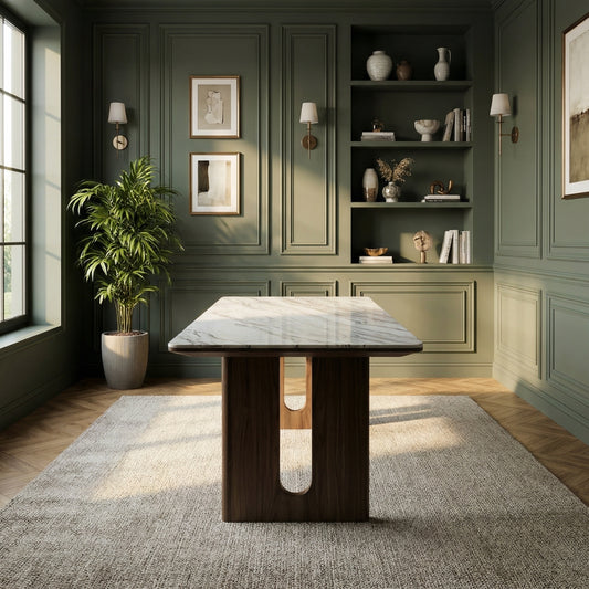 Alabaster Echo Marble Top Dining Table