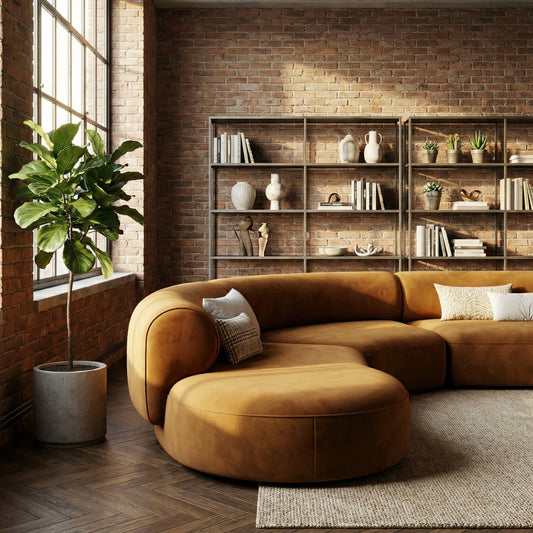 The Marlowe Curved Modular Sofa in Harvest Amber