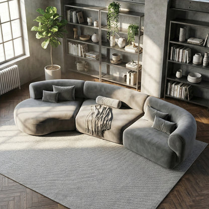 The Marlowe Curved Modular Sofa in Cotswold Stone