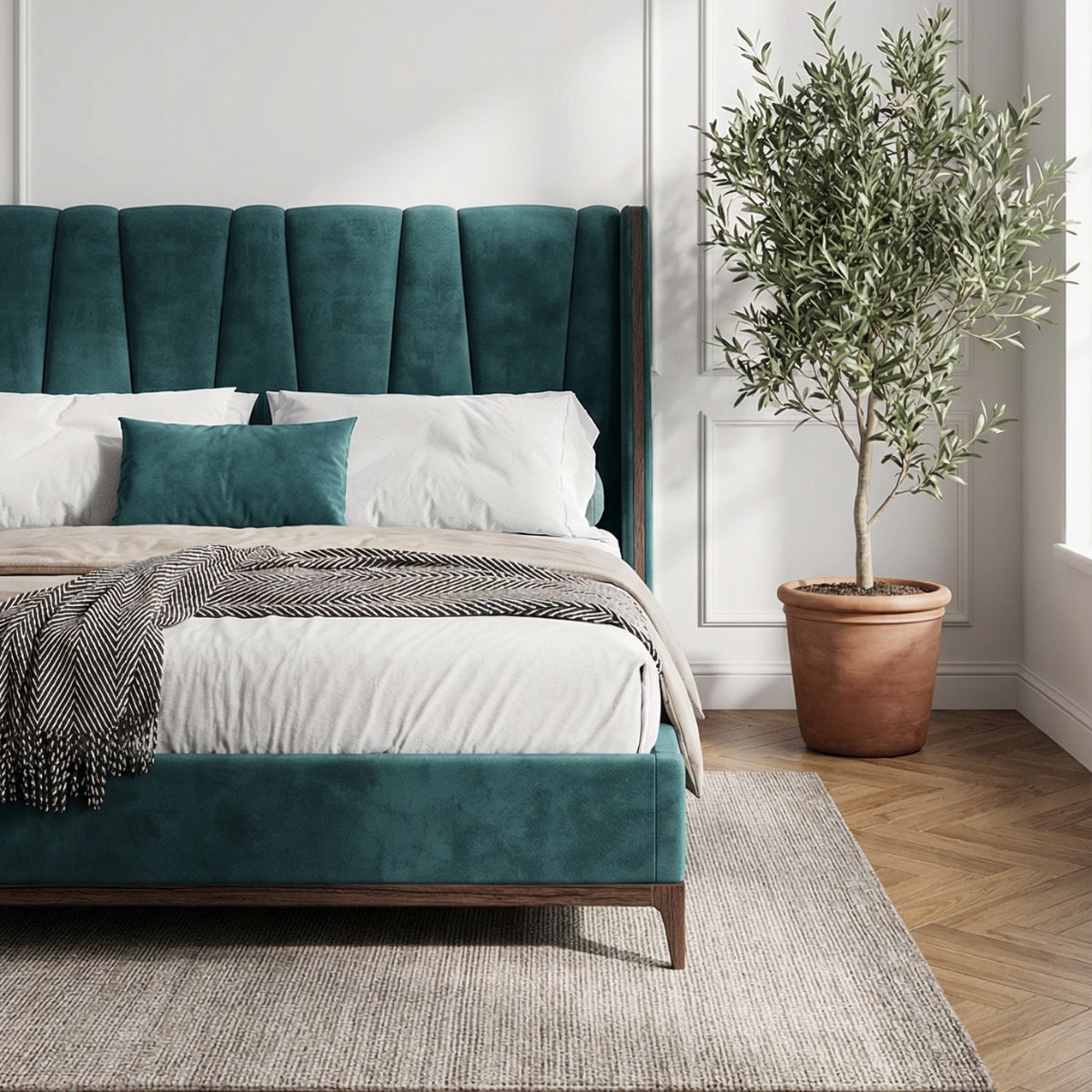 Beaumont Bed in Everglade Velvet
