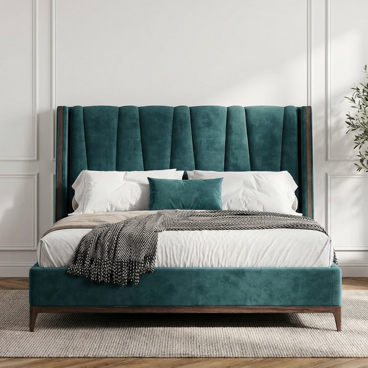 Beaumont Bed in Everglade Velvet