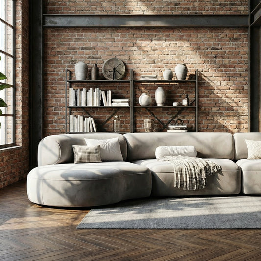The Marlowe Curved Modular Sofa in Cotswold Stone