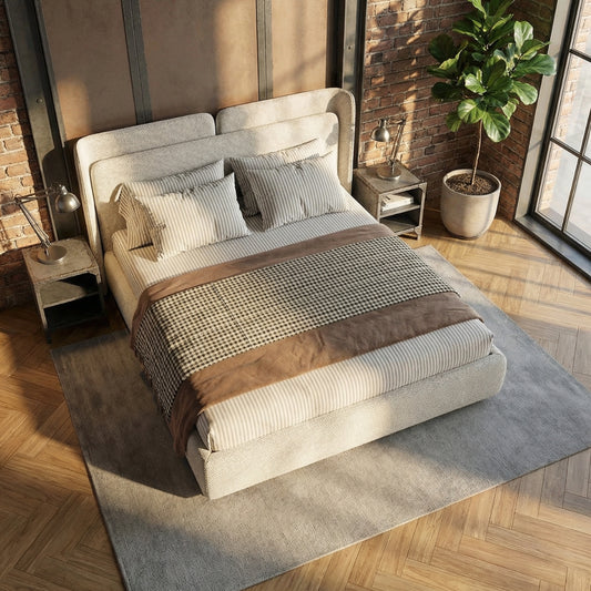 The Valletta Upholstered Bed in Oatmeal