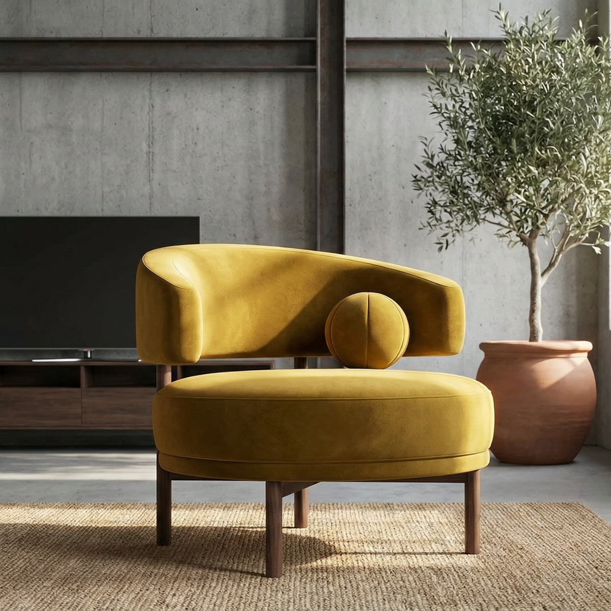 The Palais Armchair in Amber Velvet
