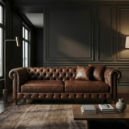 Classic Leather Chesterfield Sofa