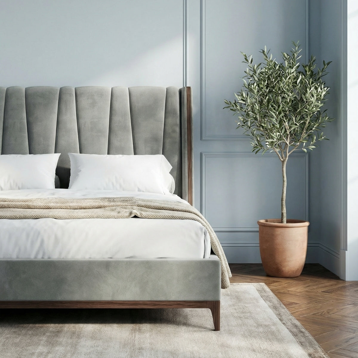 Beaumont Bed in Hampshire Grey Velvet