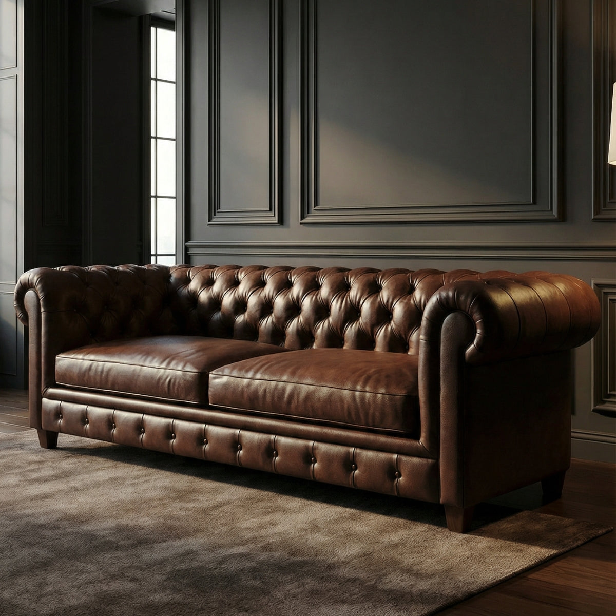 Classic Leather Chesterfield Sofa