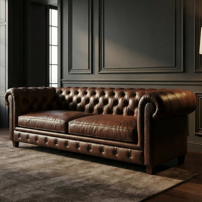 Classic Leather Chesterfield Sofa