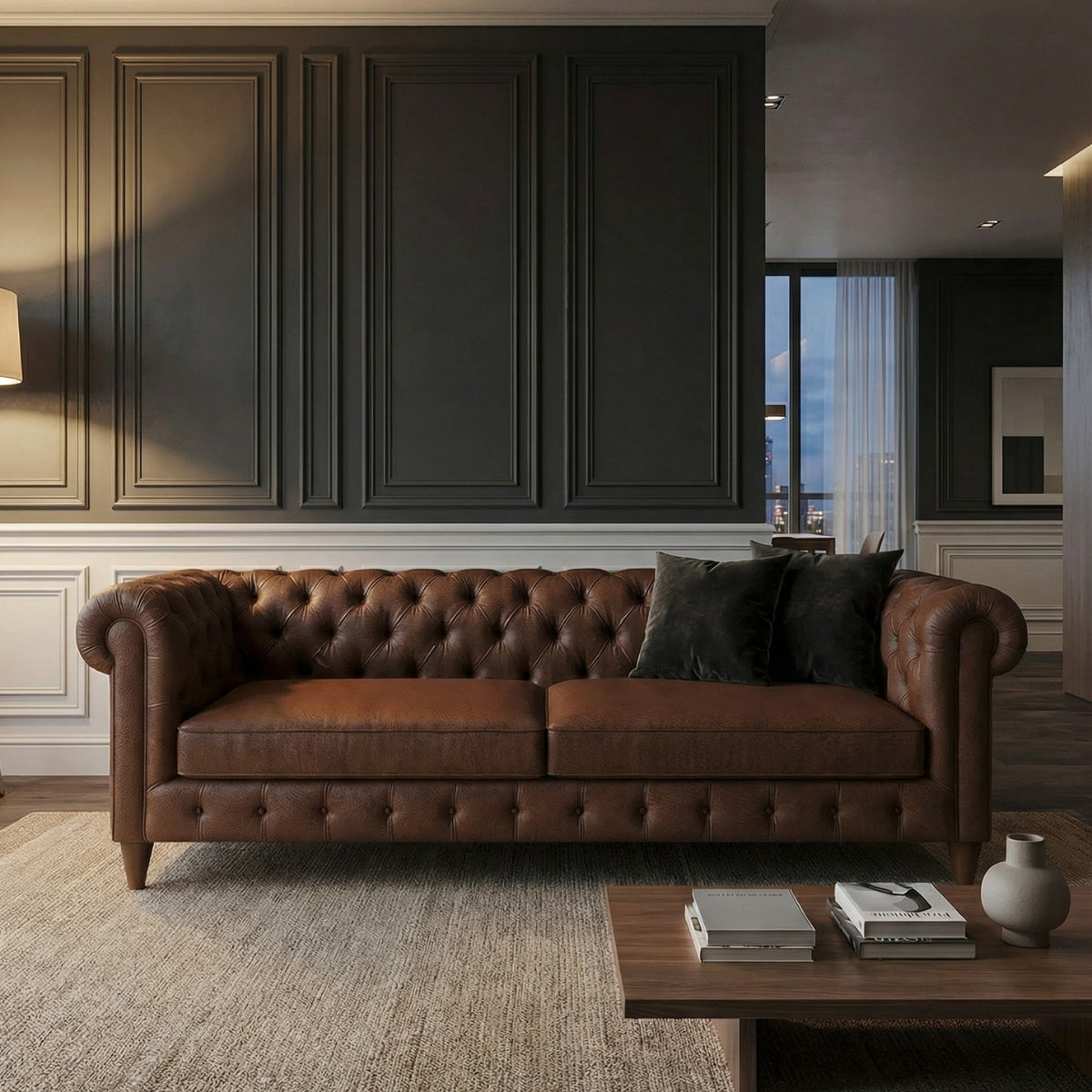 Classic Leather Chesterfield Sofa