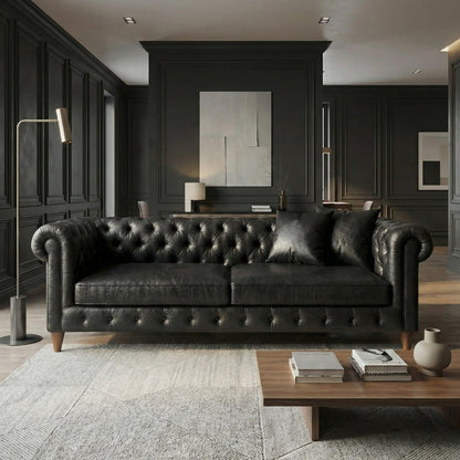 Classic Leather Chesterfield Sofa