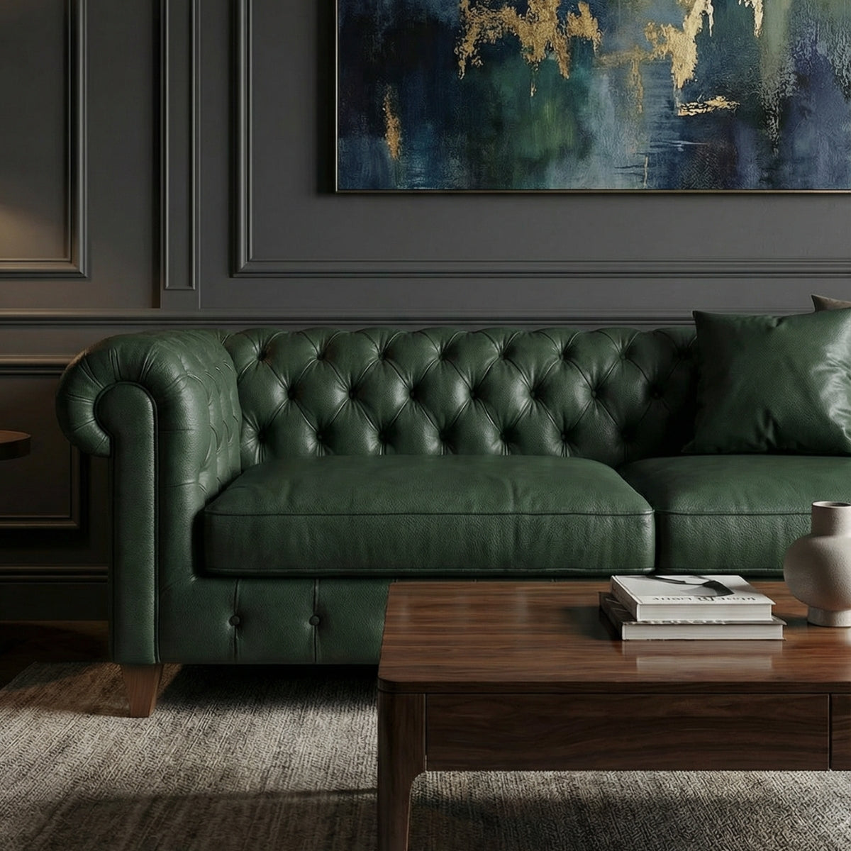 Classic Leather Chesterfield Sofa