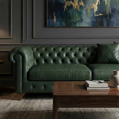 Classic Leather Chesterfield Sofa