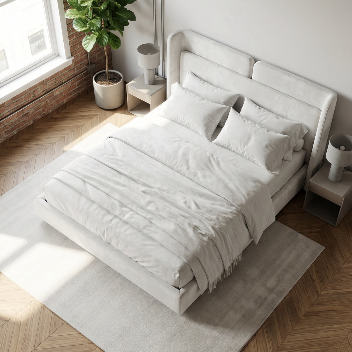 The Valetta Upholstered Bed in Arctic Alabaster
