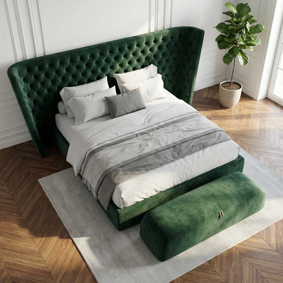 Vittoria Tufted Bed in Emerald