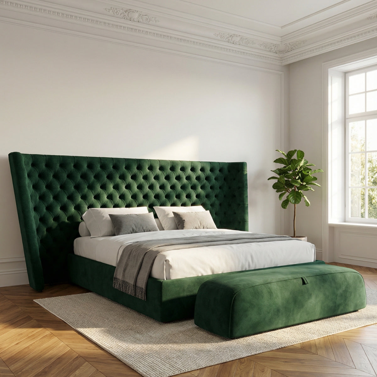 Vittoria Tufted Bed in Emerald