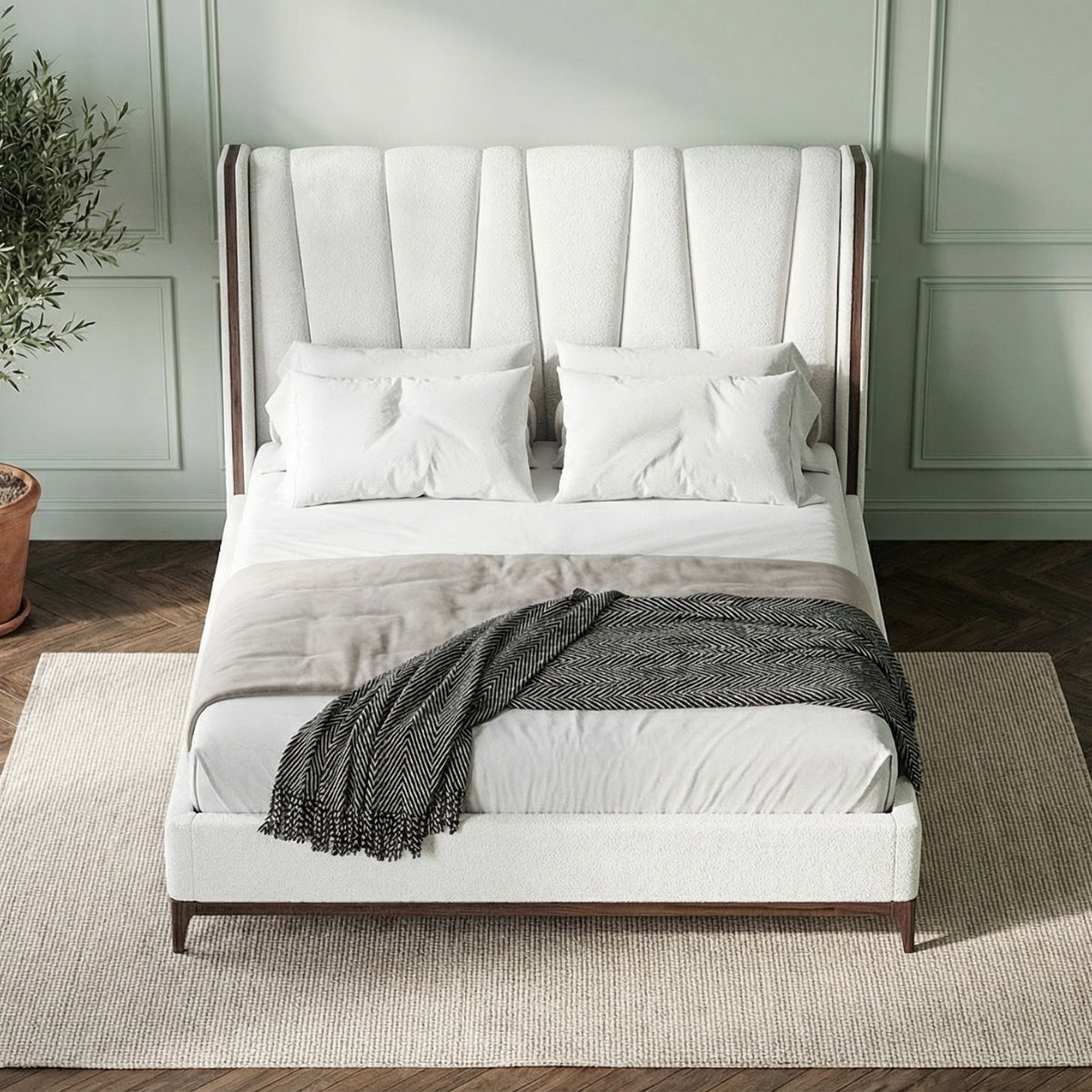 Beaumont Bed in Regency White Boucle