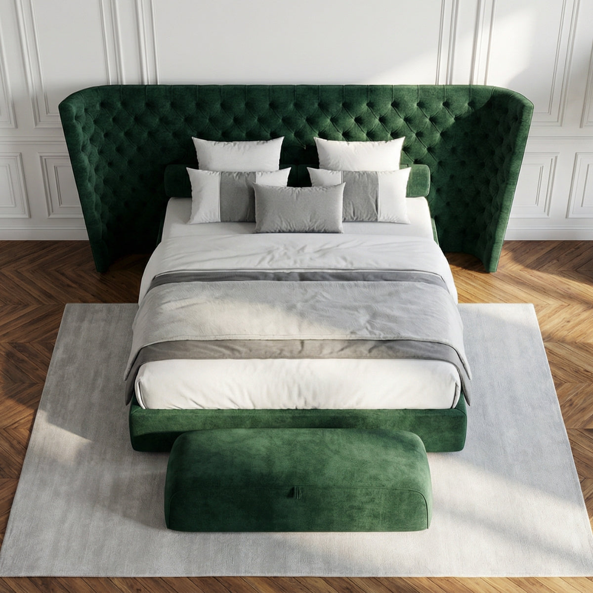 Vittoria Tufted Bed in Emerald
