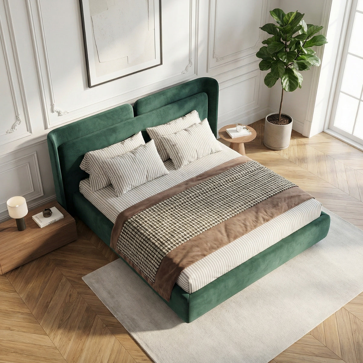 The Valetta Upholstered Bed in Estate Emerald