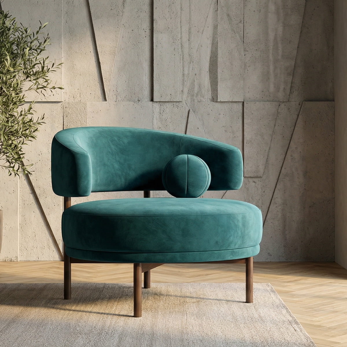 The Marcello Armchair in Soft Teal Velvet
