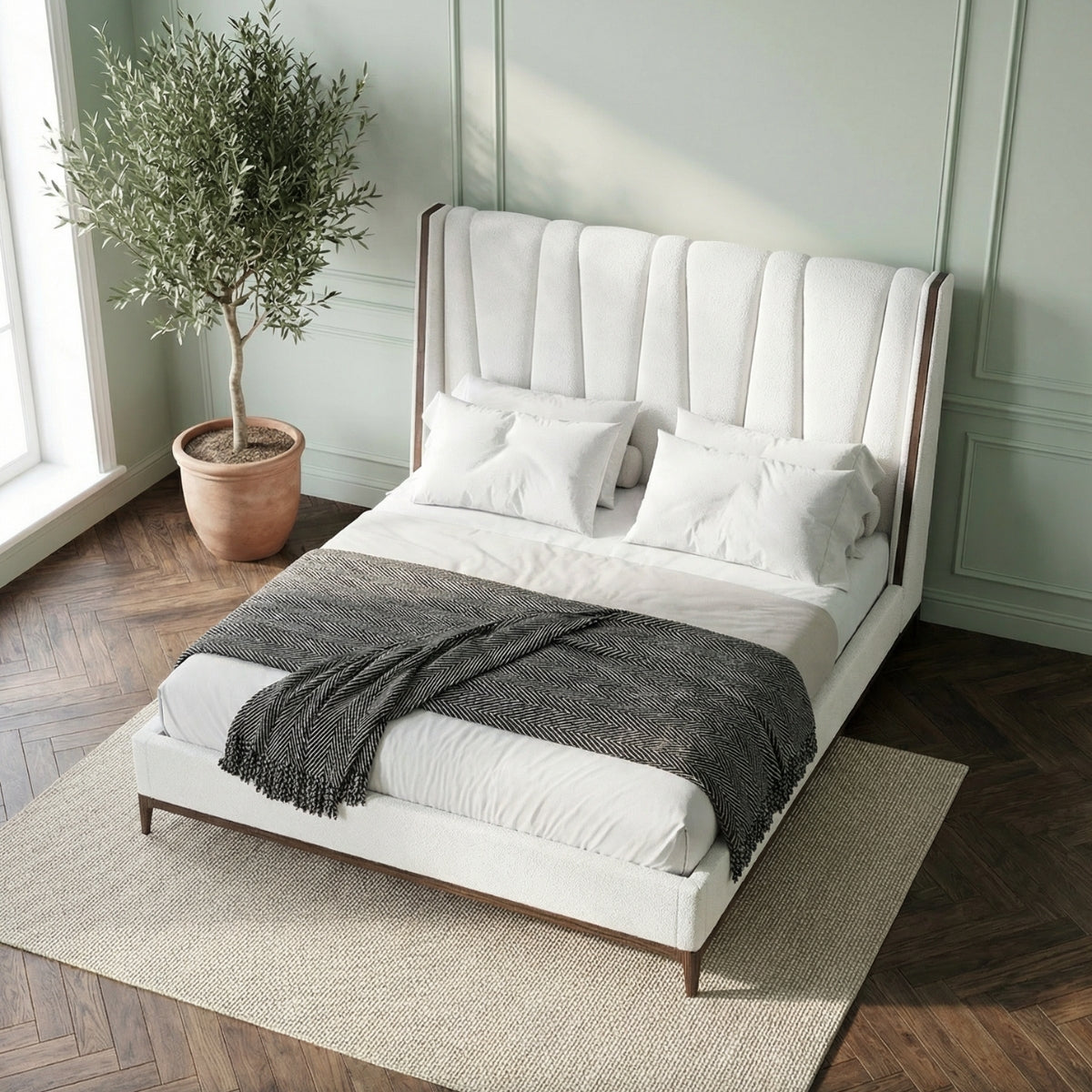 Beaumont Bed in Regency White Boucle