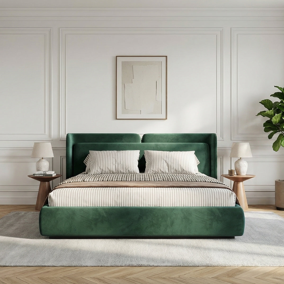 The Valetta Upholstered Bed in Estate Emerald