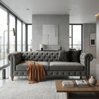 Classic Velvet Chesterfield Sofa