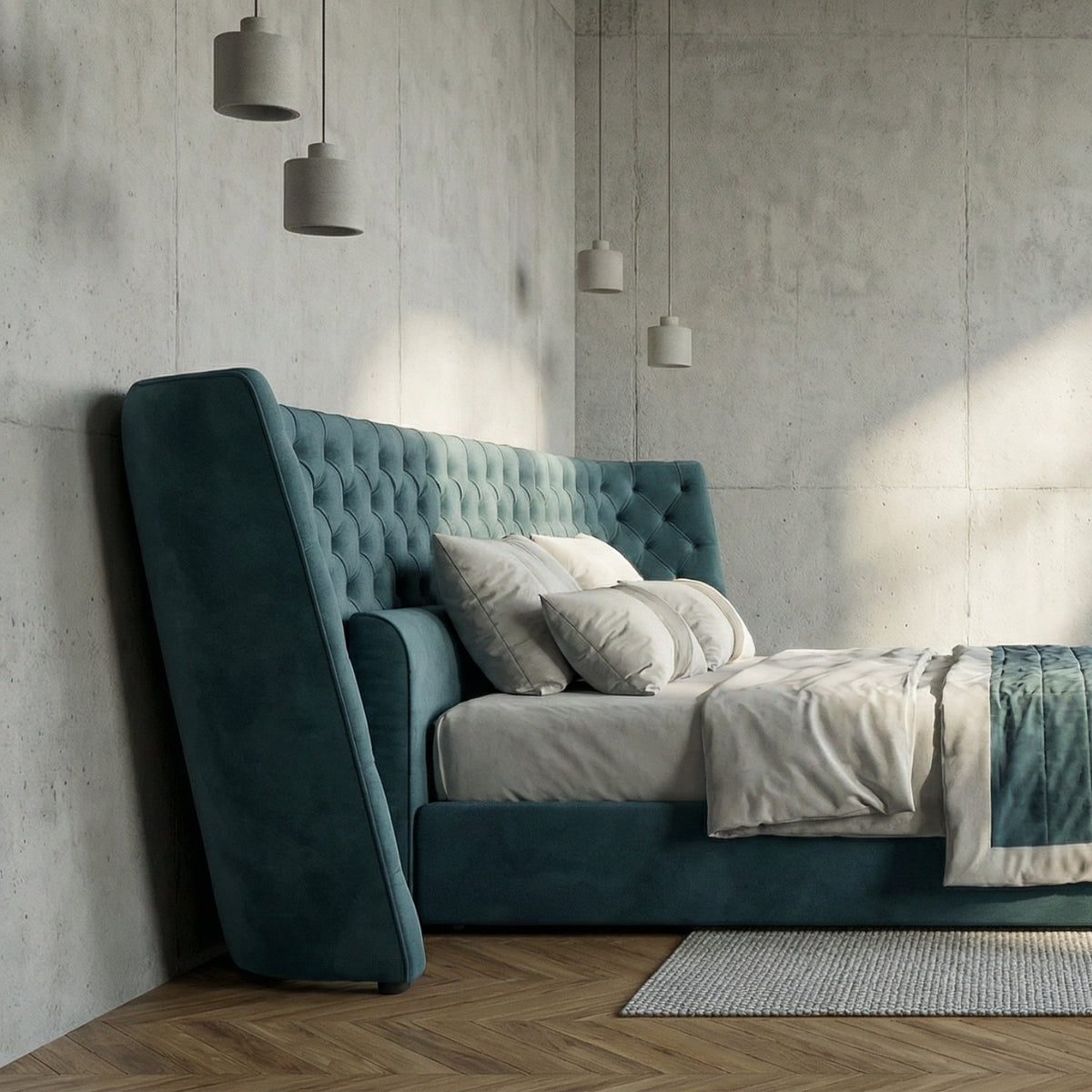 Vittoria Tufted Bed in Azure