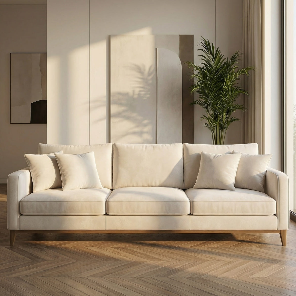 Conway Velvet Three-Seater Sofa