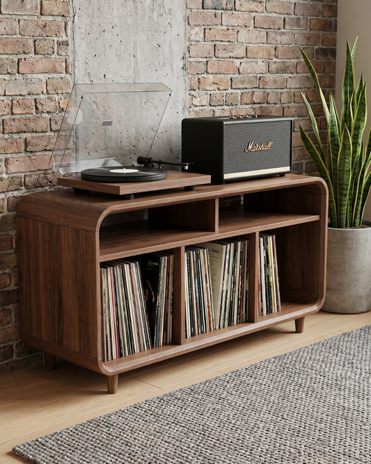 Sutton Walnut Record Console – Vinyl Storage