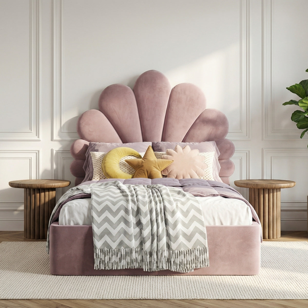 The Menton Children's Upholstered Bed in Riviera Rose