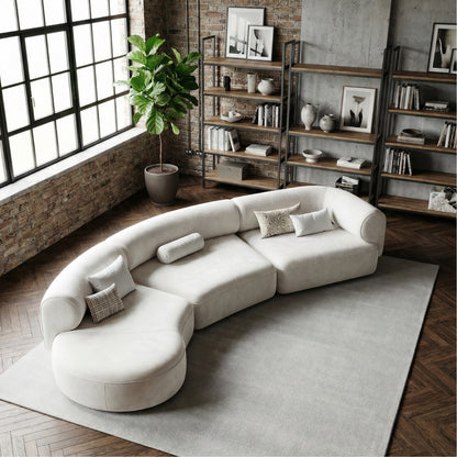The Marlowe Curved Modular Sofa in Sterling Mist