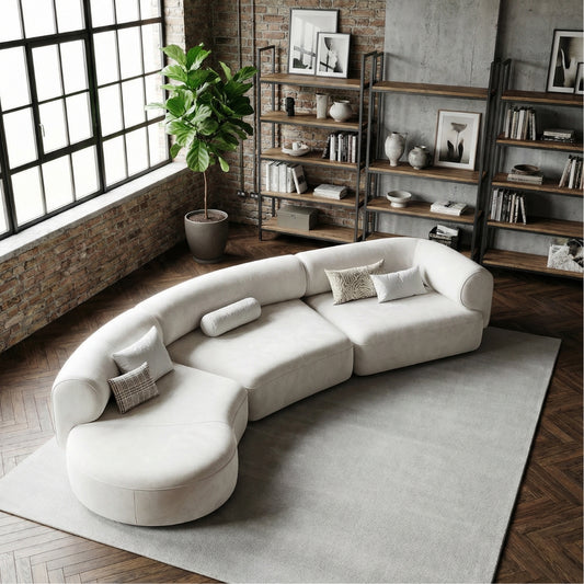 The Marlowe Curved Modular Sofa in Sterling Mist