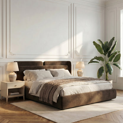 The Valetta Upholstered Bed in Havana Brown