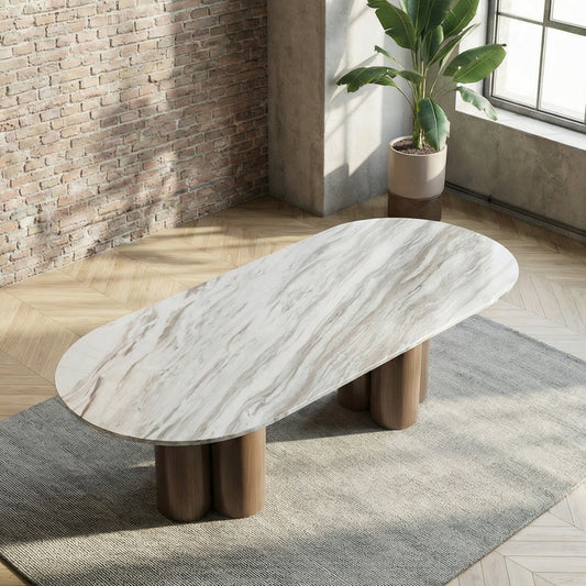 Leonardo Marble Top Dining Table in Volakas
