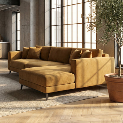 Ravenna L-Shaped Three Seater Corner Sofa in Tuscan Sand