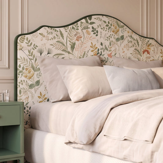 Willowmere Botanical Bed in Moss Green and White Velvet