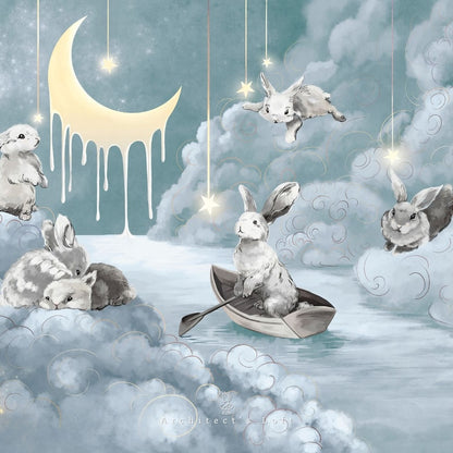 Good Night Bunny Children's Wallpaper