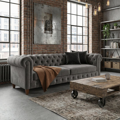 Classic Velvet Chesterfield Sofa