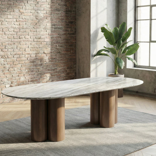 Leonardo Marble Top Dining Table in Volakas