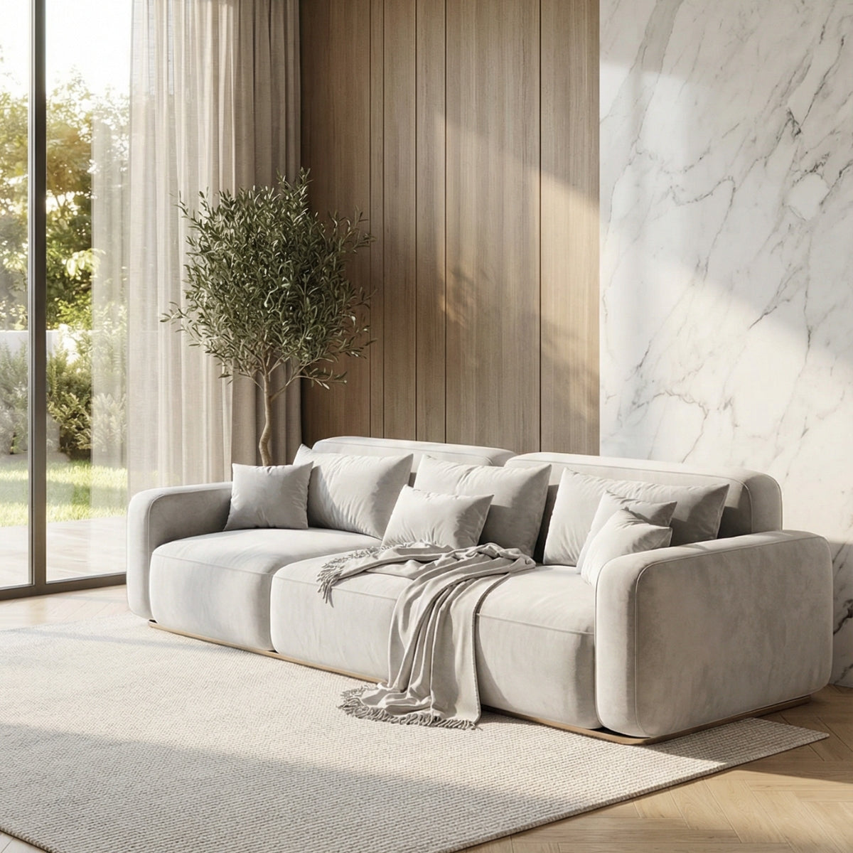 Somerset Three Seater Sofa in Alabaster