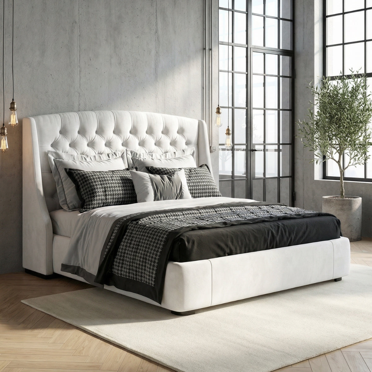 Bellagio Tufted Bed in Lombardy Snow