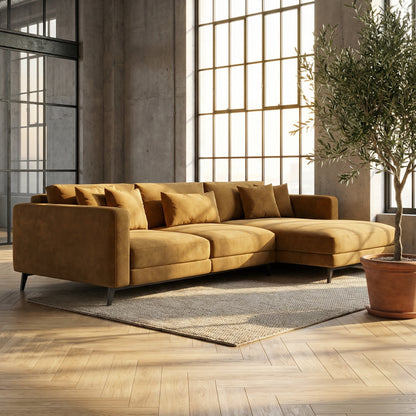 Ravenna L-Shaped Three Seater Corner Sofa in Tuscan Sand