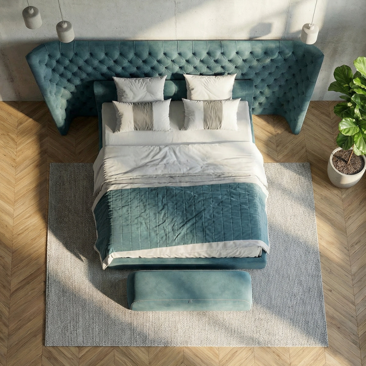 Vittoria Tufted Bed in Azure