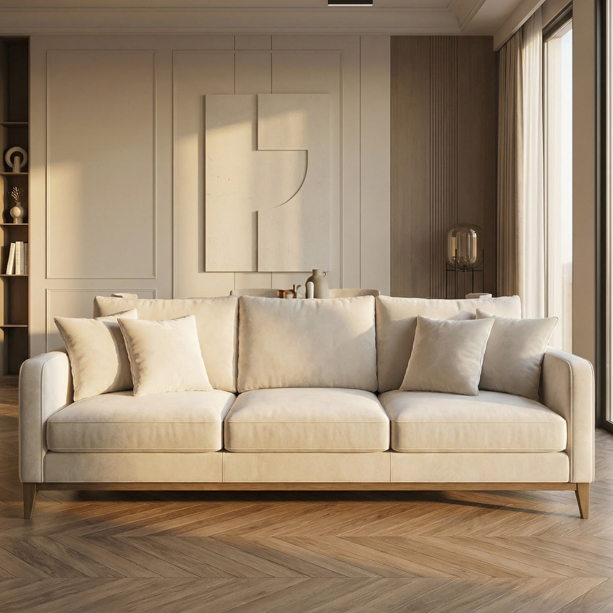 Conway Velvet Three-Seater Sofa