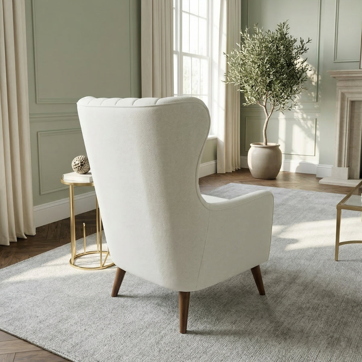Ashbourne Midcentury Armchair in Alabaster